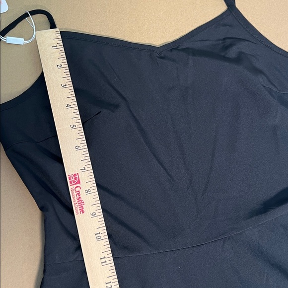 New Black Cami Mini Dress Spaghetti Straps Chick Minimalist Y2K Staple Goth L - Picture 9 of 13